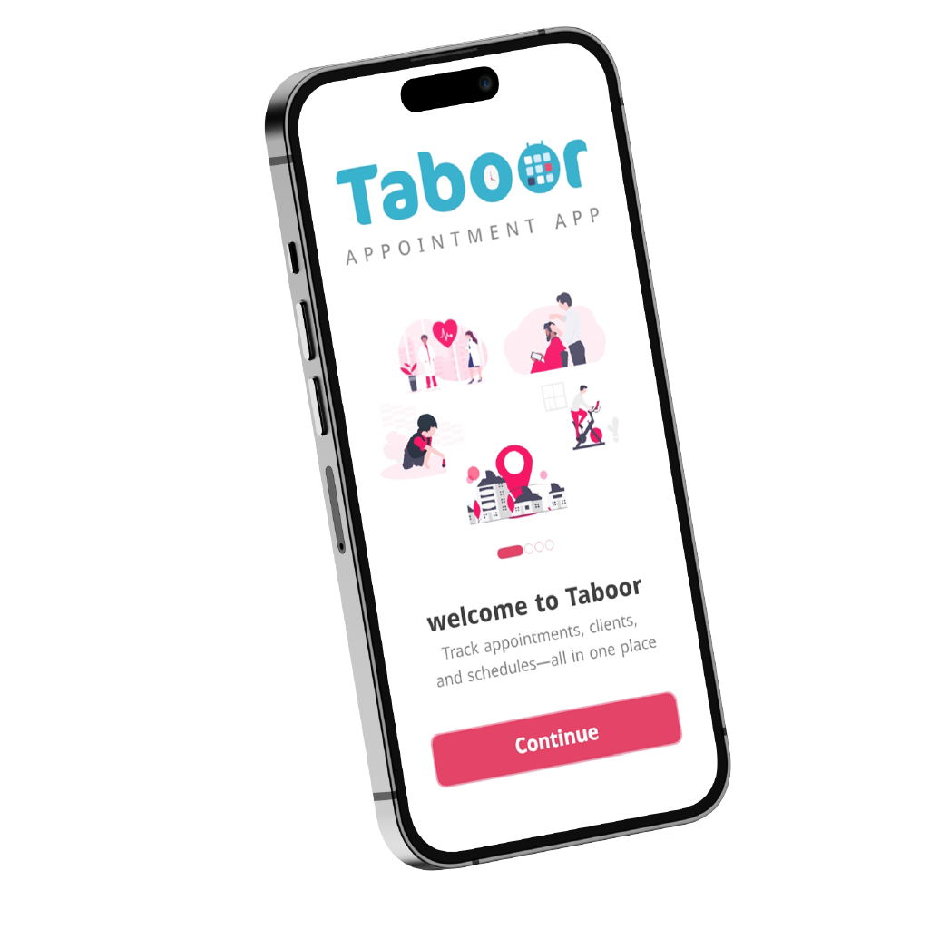 Taboor app shown on a smartphone